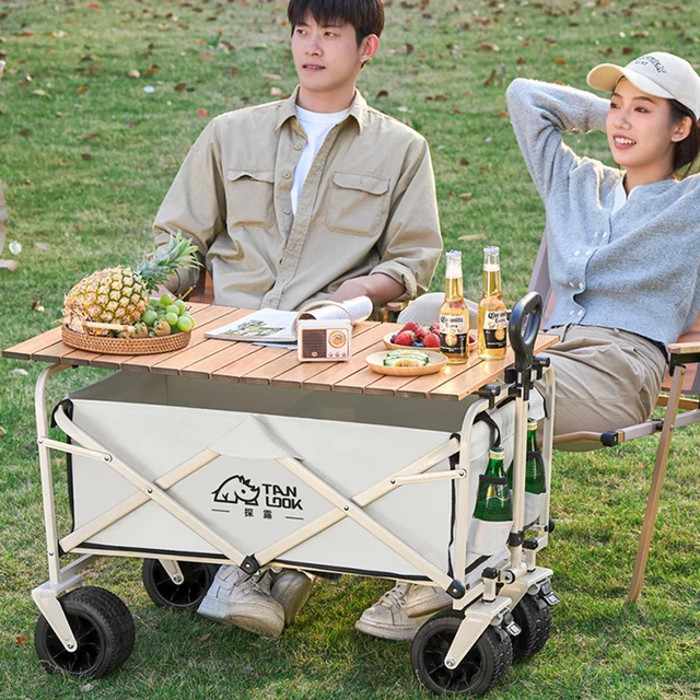 Off Road Kerék Összecsukható Kerékpár Nagy Kapacitású Többfunkciós Park Kültéri Tengerparti Rekreációs Jármű Hordozható Barbecue Autó - Image 2