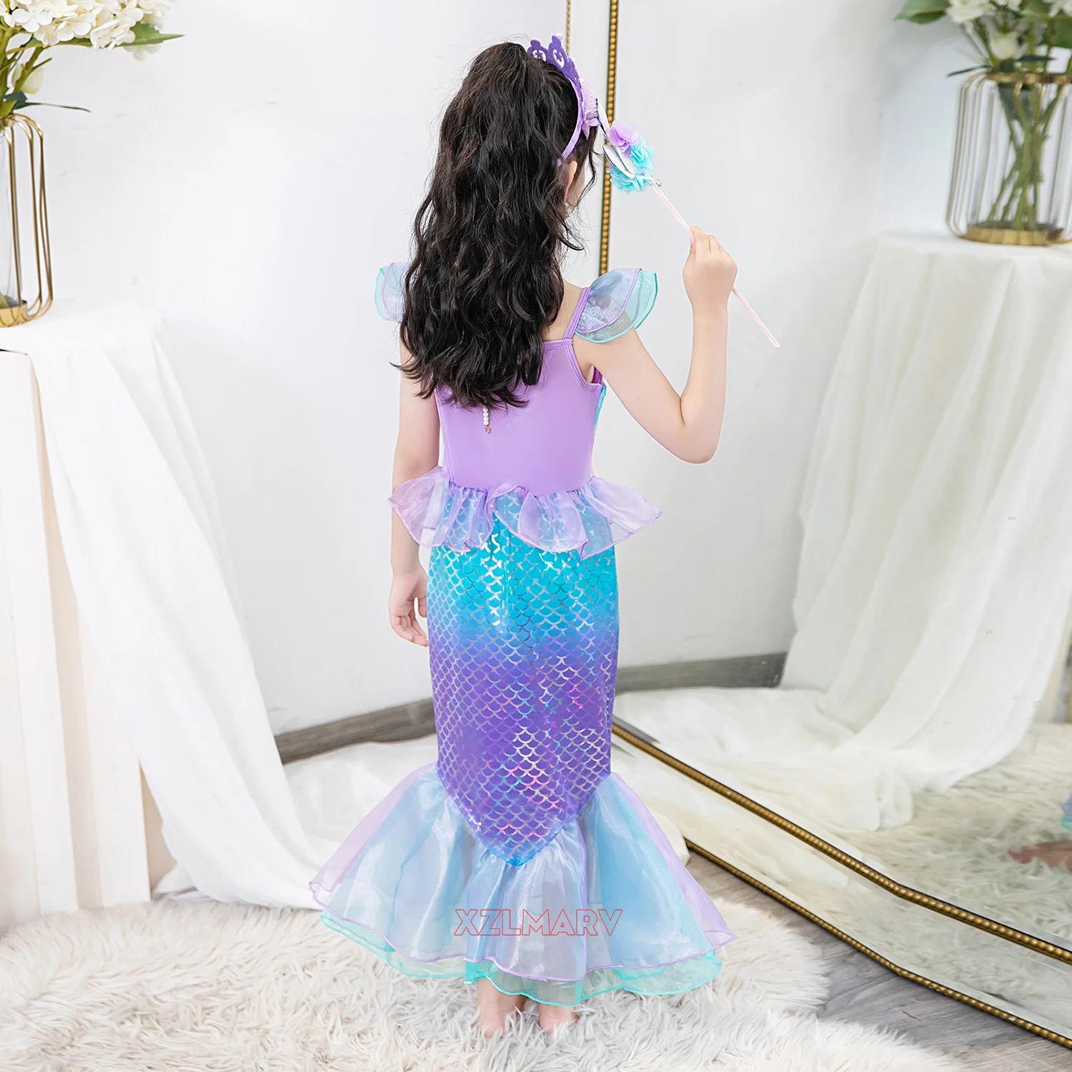Princess Ariel Costumes Girls Ariel Little Mermaid Costume Kids Child Carnival Birthday Party The Mermaid Dress Clothes Outfit