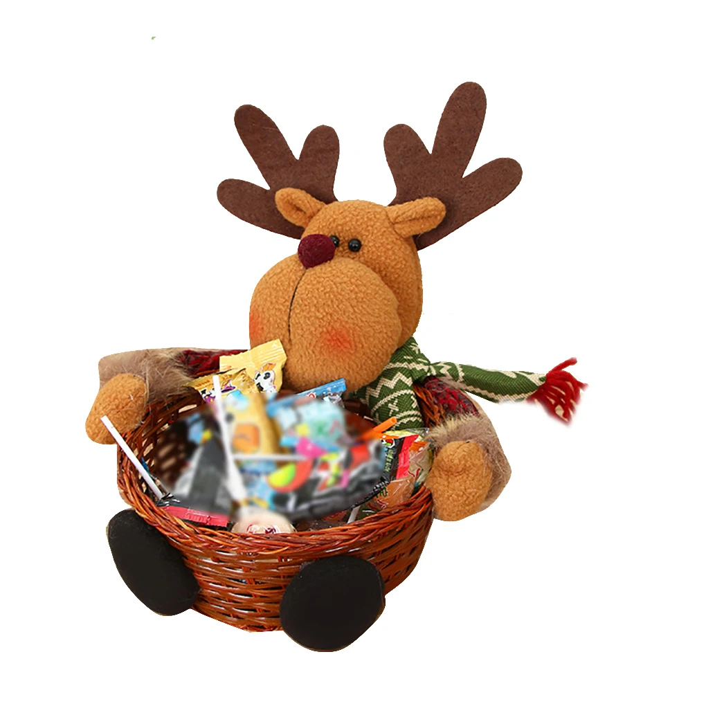 

Christmas Candy Basket Santa Claus Snowman Deer Children Small Fruit Tabletop Decoration Holder