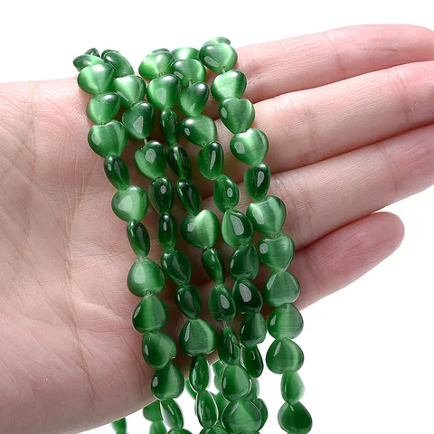 Heart Cat Eye Beads Natural Opal Stone Loose Spacer Beads for Jewelry Making DIY Bracelet Necklace Supplies 8x8mm
