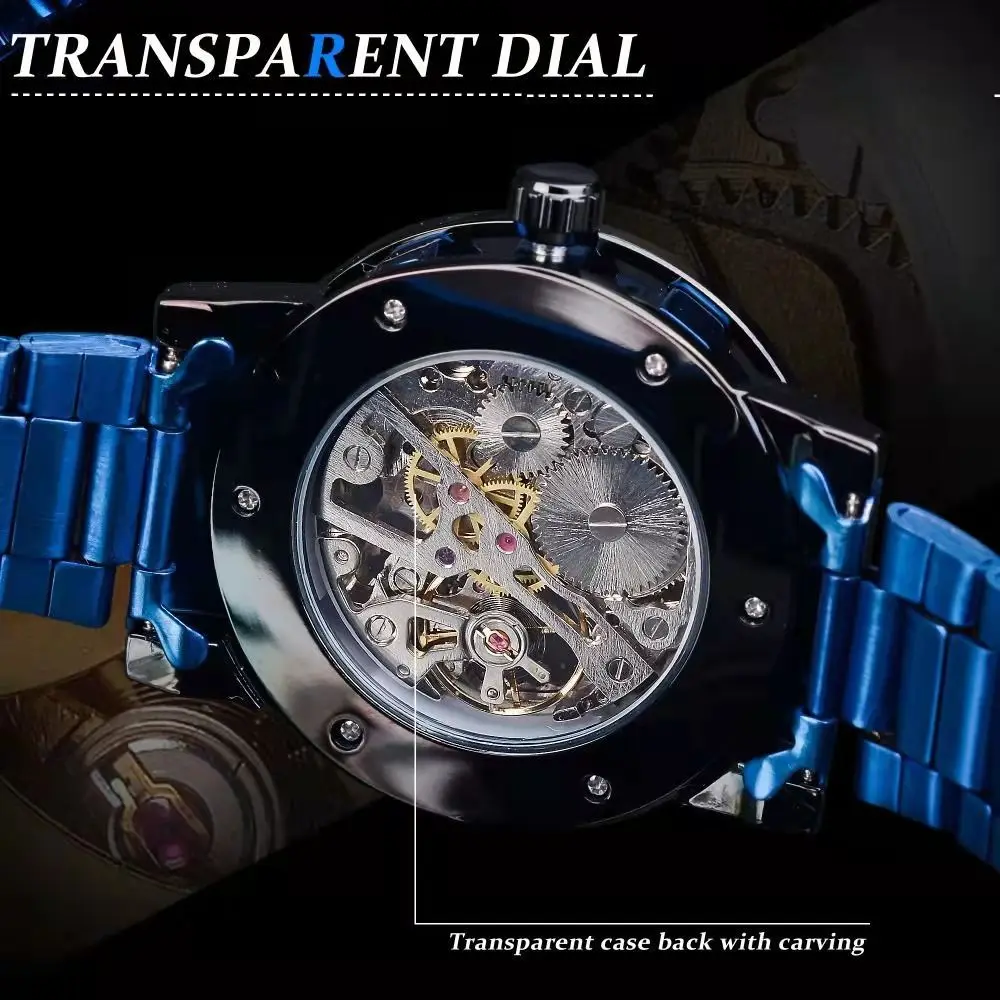 Luxurious Men's Mechanical Skeleton Watch with Diamond Gear for Timeless Elegance