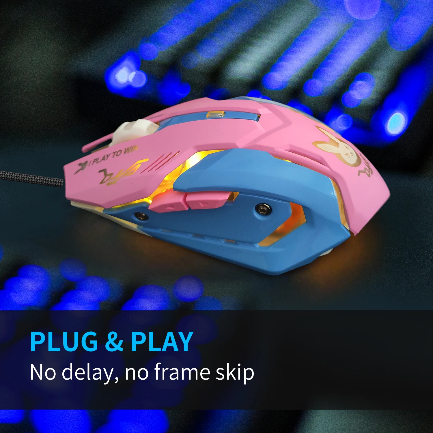 Gaming Mouse 2400DPI Backlit Silent USB Wired for Lol Laptop