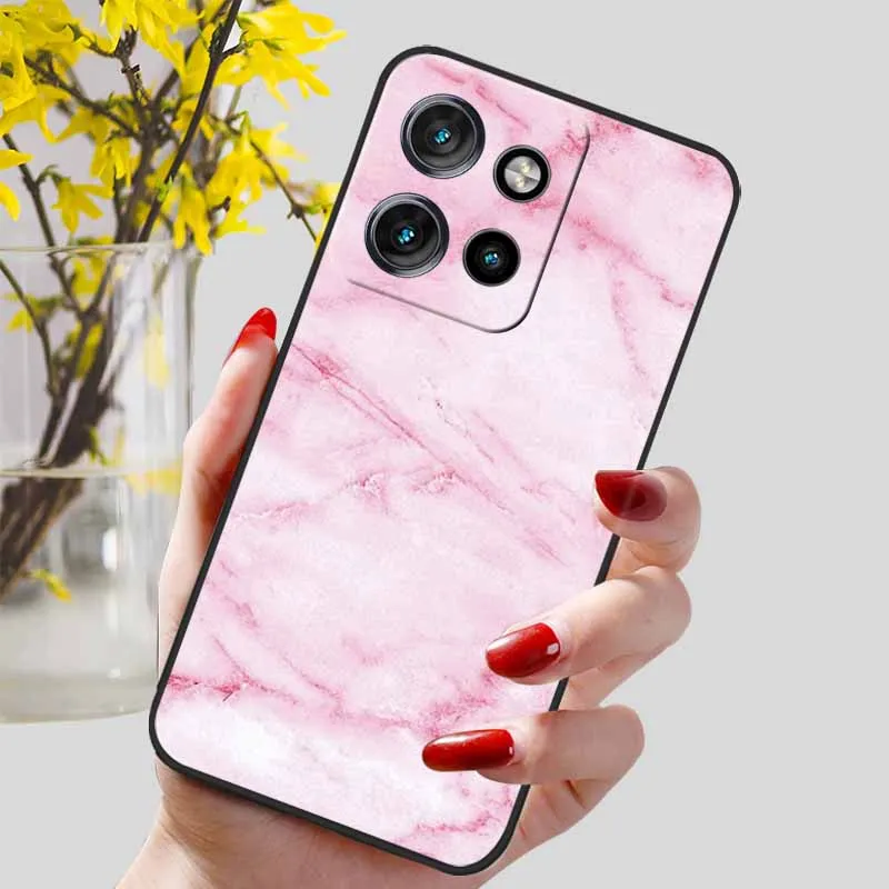 Elegant Marble Design Soft Silicone Phone Case with Protective Black TPU Bumper