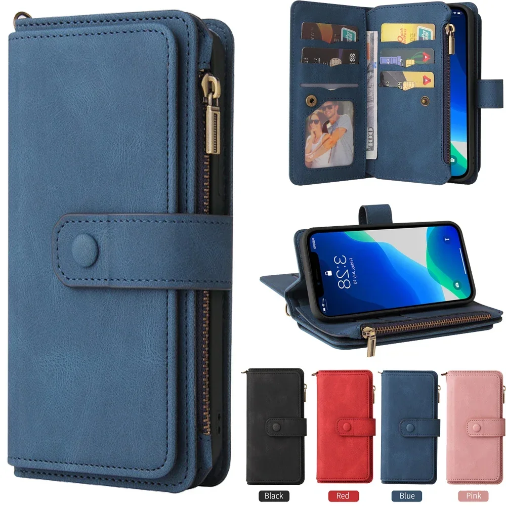 

Flip Case For Motorola G14 G54 G84 Leather Wallet Zipper Case Moto G13 G23 G53 G73 G32 G30 G20 G60 G10 Power Edge 30 Pro Cover