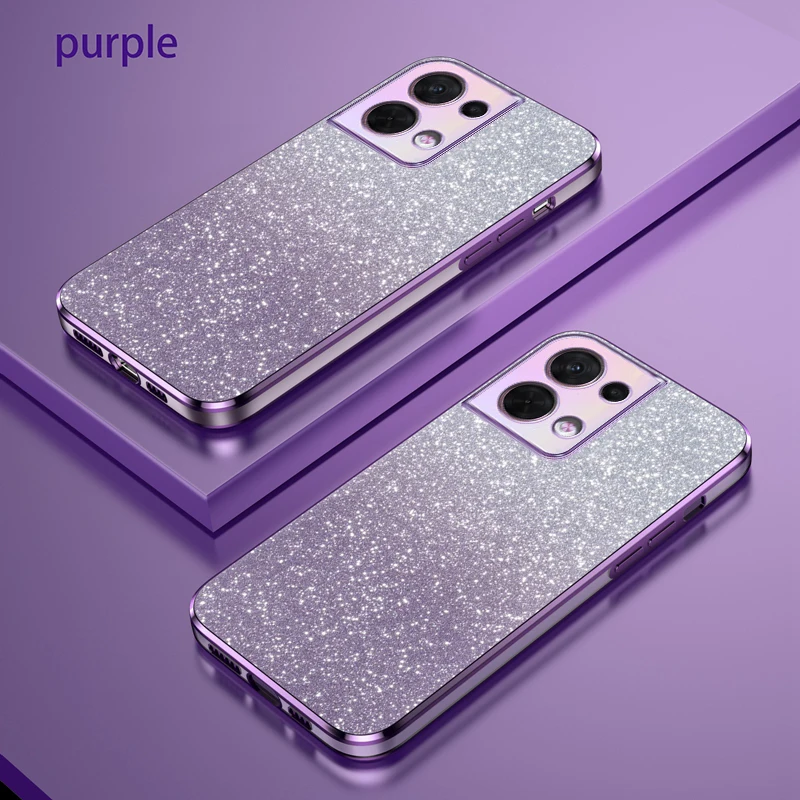 Per Oppo Reno 8 Custodia Oppo Reno 8 Pro Custodia Per Telefono Oppo Reno 9 Reno9 Pro + Cover Posteriore In Silicone Con Placcatura Glitterata Sfumata 