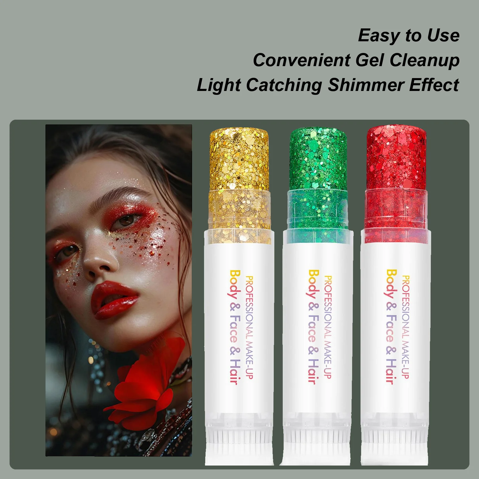 Face painting Gel Body Glitter powder 6 Colors Body Glitter Stick set for Festival Party Halloween Music Event Christmas