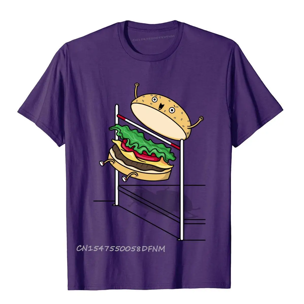 

Vintage New Brand T Shirt Fitted Burger Jump Premium Cotton Student Tees England Style Funny Cartoon Fashion Short Sleeve