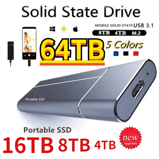 Disque dur externe SSD Portable, capacité de 4 to, 8 to, 16 to, 64 to,  stockage externe pour ordinateur Portable - AliExpress