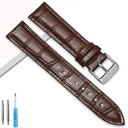 Genuine Leather Watch Strap - Elegant Universal Replacement Band - 18mm (Brown - S)