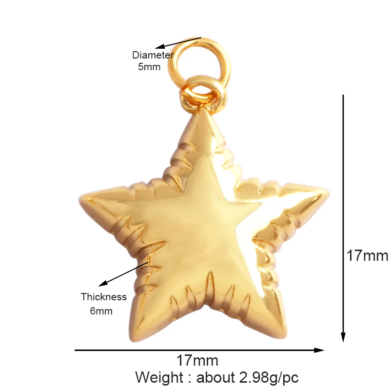 Radiant Celestial Compass Charm Pendant in Gold Finish - Star, Moon, & Sun Design