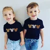 Disney Leopard Mickey Ears Shirts Funny Animal Kingdom Family Matching Outfits Cotton Look Mother and Kids Disney Trip Clothes 2