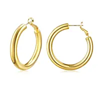 Shevalues Chunky Hoop Earrings Set for Women With 925 Sterling Silver Needle 14K Real Gold Plated New Modern Fashion Jewelry 2