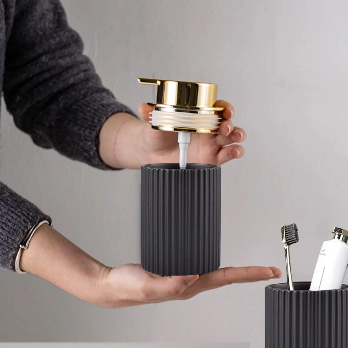 Soap Dispenser Black Foaming Hand Soap Dispenser Bathroom or Kitchen Dish and Hand Soap Foam Maker Refillable Lotion Pump Bottle Home Decor Soap Pump
