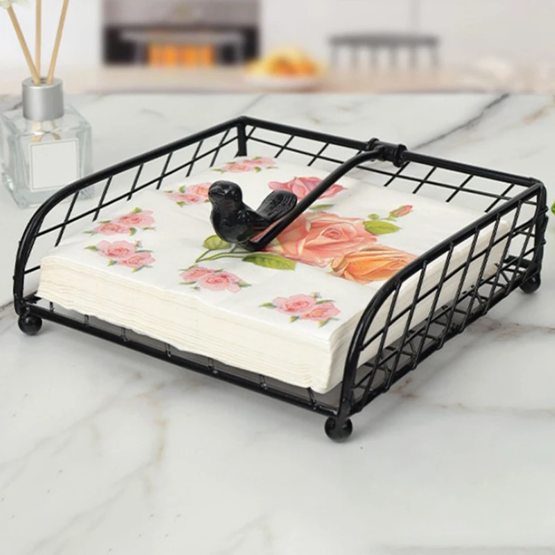 

Elegant Flat Paper Napkin Holder With Dispenser Arm - Napkin Holders For Table, Kitchen, Countertops & Outdoor Tables