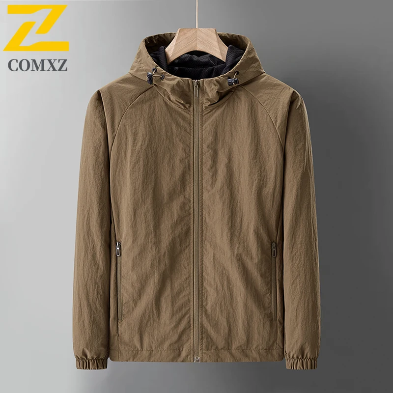 EiAO Windbreaker  Men's  Lightweight Hooded Jacket Plus Size Waterproof Windproof Minimalist Casual Coat for Outdoor Sports 202