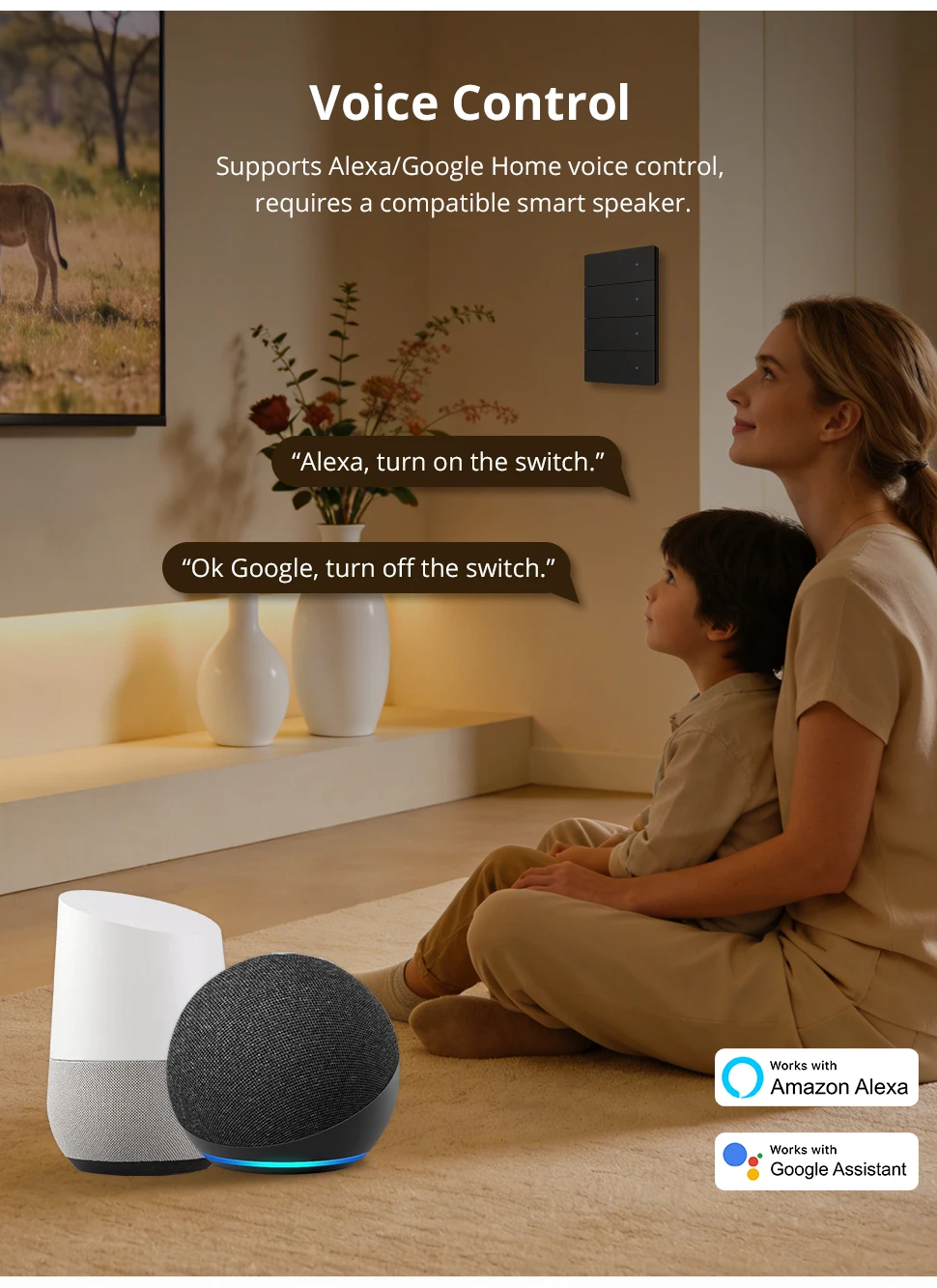 Zigbee Black Aluminum Alloy Wall Light Switch Full Button Activation Neutral Req