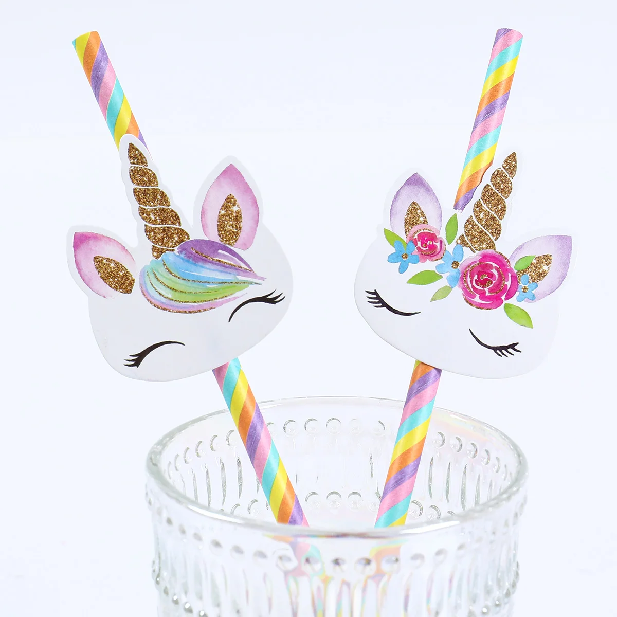 20 Stück bunte Einhorn-Einwegstrohhalme, Einhorn-Geburtstagsparty-Dekorationen, Hochzeits- und Pool-Party-Zubehör