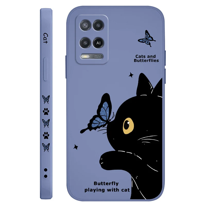 Elegant Cat & Butterfly Design Phone Case - Artistic Protective Cover