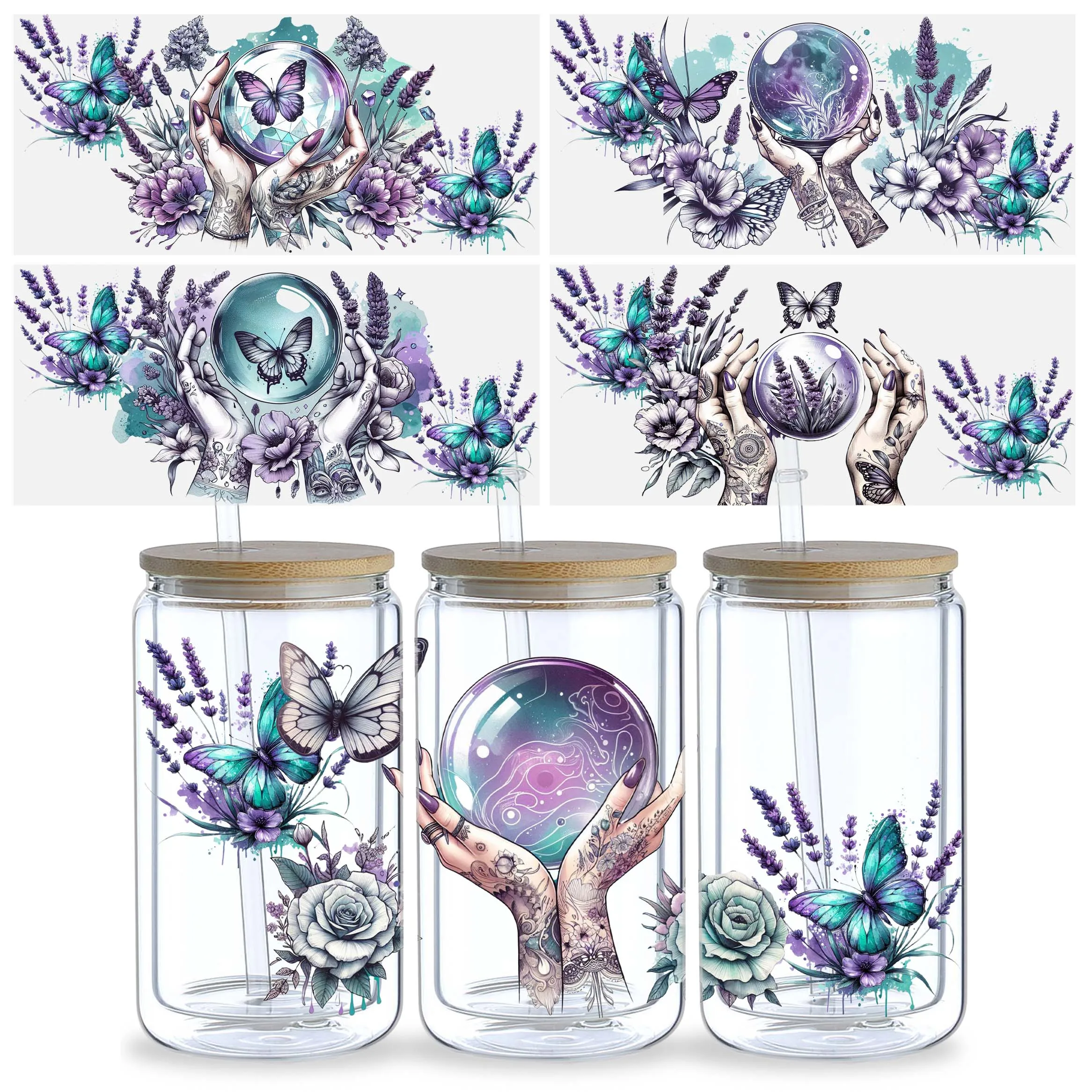 5 Sheet Witch crystal ball UV DTF Cup Stickers Glass Sport Transfer Stickers for 16 oz Glass Mugs