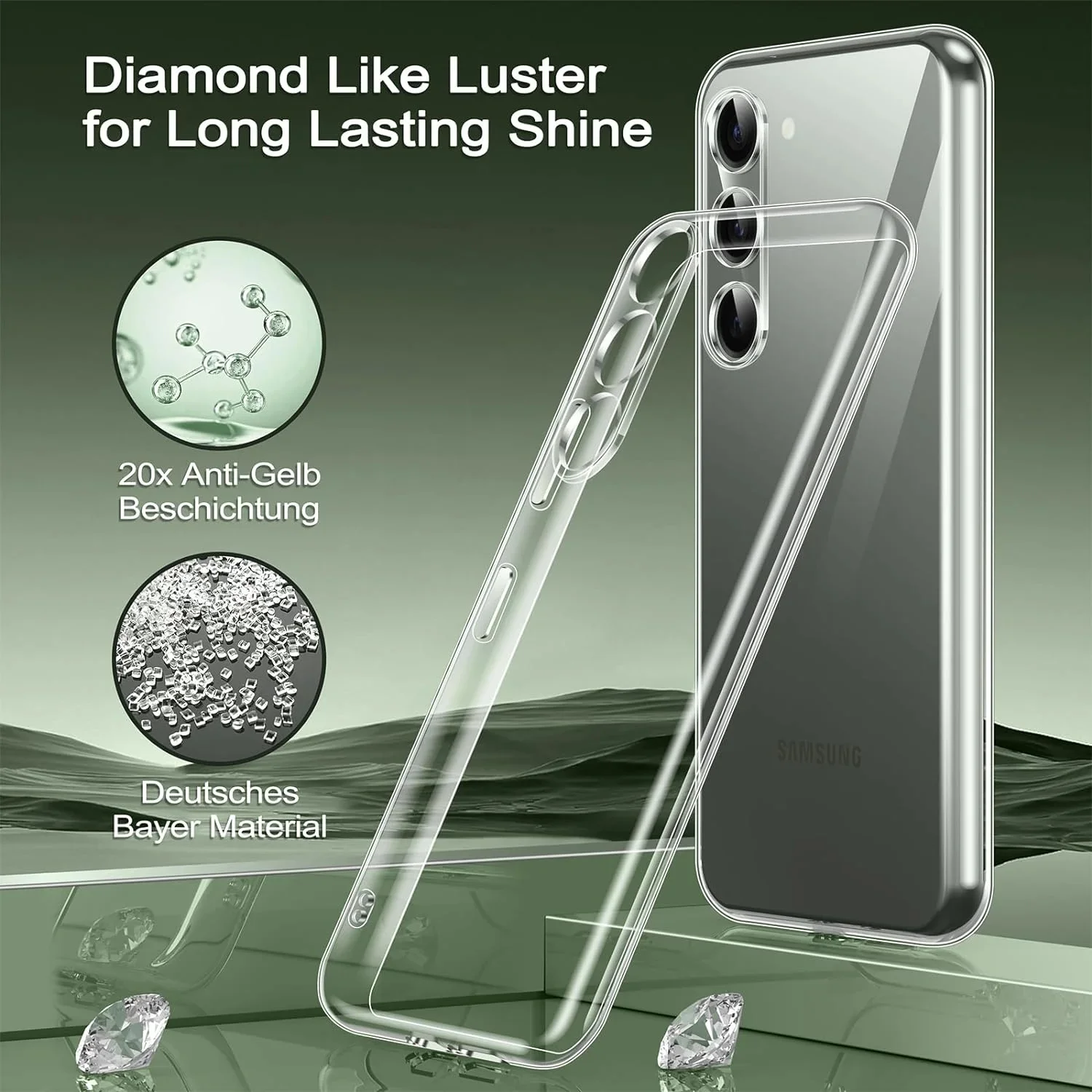 Clear Silicone Soft Phone Case Cover, Transparent Protective Back Cover, Shock-Absorbent Gel Shell