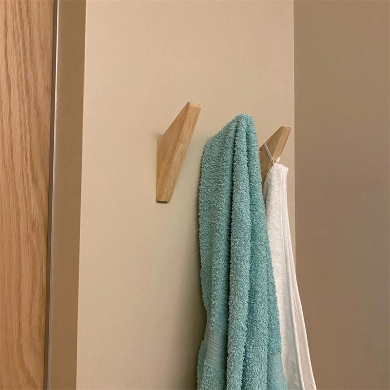 Natural Wood Clothes Hanger Wall Hanging Coat Hook Decorative Key