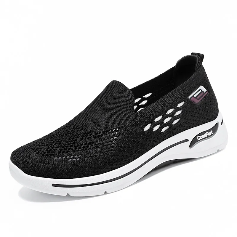 2024 summer new mesh sneakers women's soft-soled breathable cloth shoes middle-aged walking shoes casual single shoes