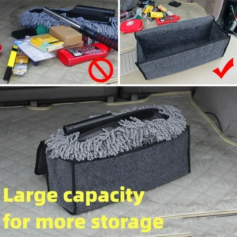 KKJOY Large Anti-Slip Car Boot Storage Organizer Soft Felt Trunk Compartments Tool Bag Vehicle Accessory