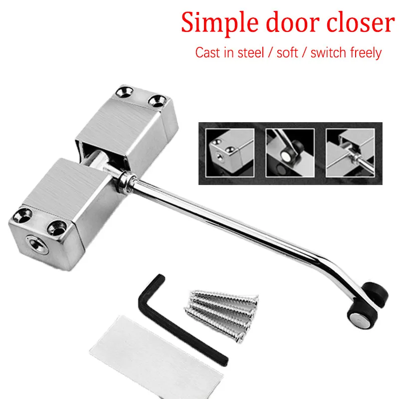 Adjustable Automatic Door Closer Stainless Steel Invisible Door Spring Buffer Closer Suitable For Home Office 30kg