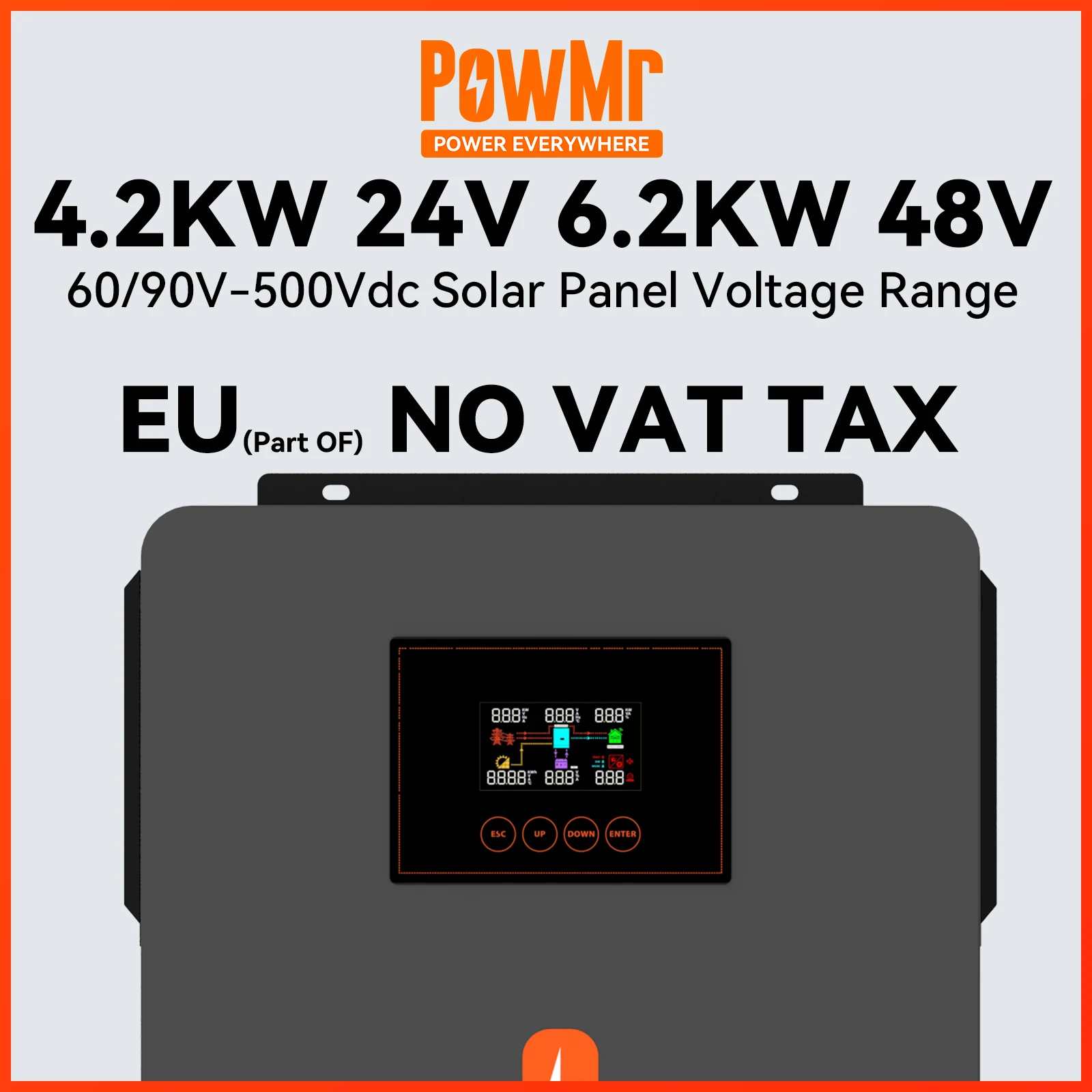 Solar Inverter Power Inverter Sine Wave Inverter 6KW 48V 4KW 24V Hybrid MPPT 120A On Off Grid Pure Sine Wave 220V 230V Grid Tie Converter