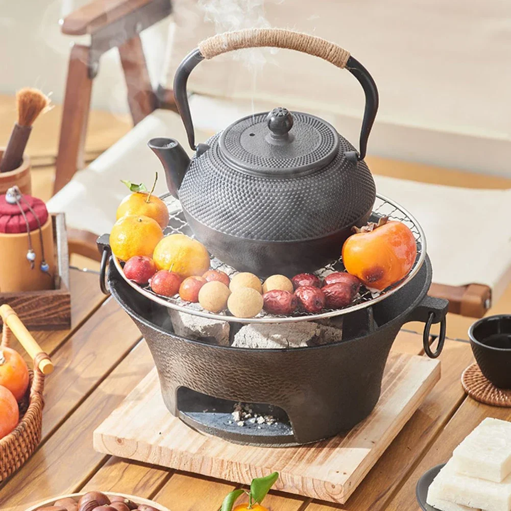 Stainless Steel abletop BBQ Barbecue Grill Tabletop Cast Iron Charcoal Stove Round Charcoal Grill Stove for Family Gathering