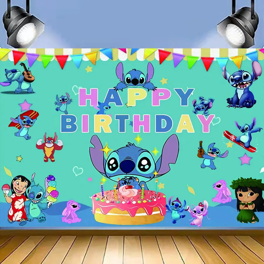 Lilo & Stitch Contexto redondo feliz aniversário para crianças, Ponto dos  desenhos animados, Fundo da festa, Decoração do chuveiro do bebê, Presente  - AliExpress