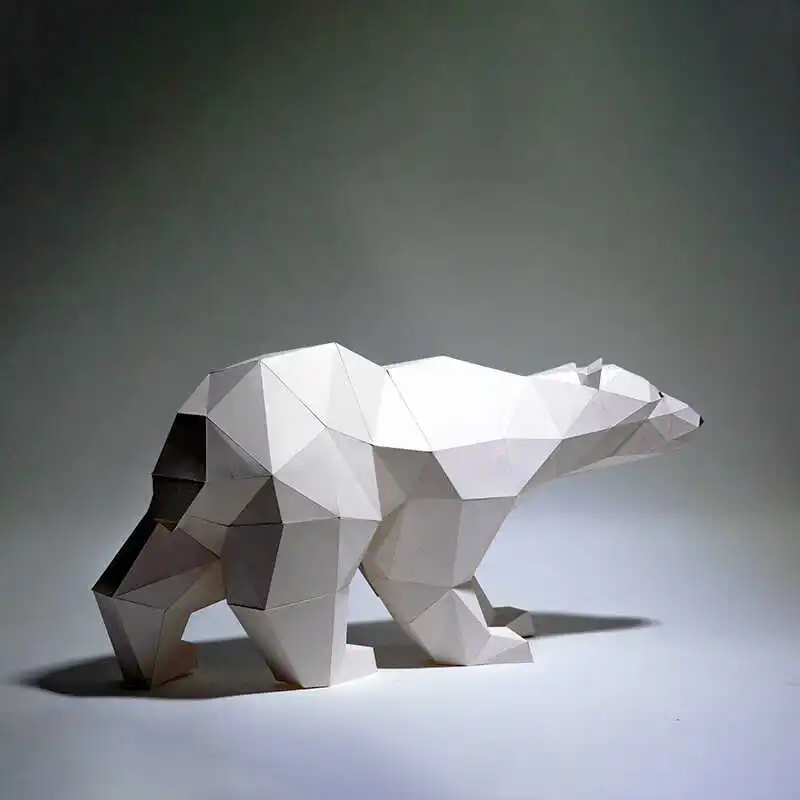 60cm Bear Paper Model DIY Low Poly Origami Papercraft Home Ornament Animal Room Decor 3D Puzzles Hand Made Creative Gift Toys
