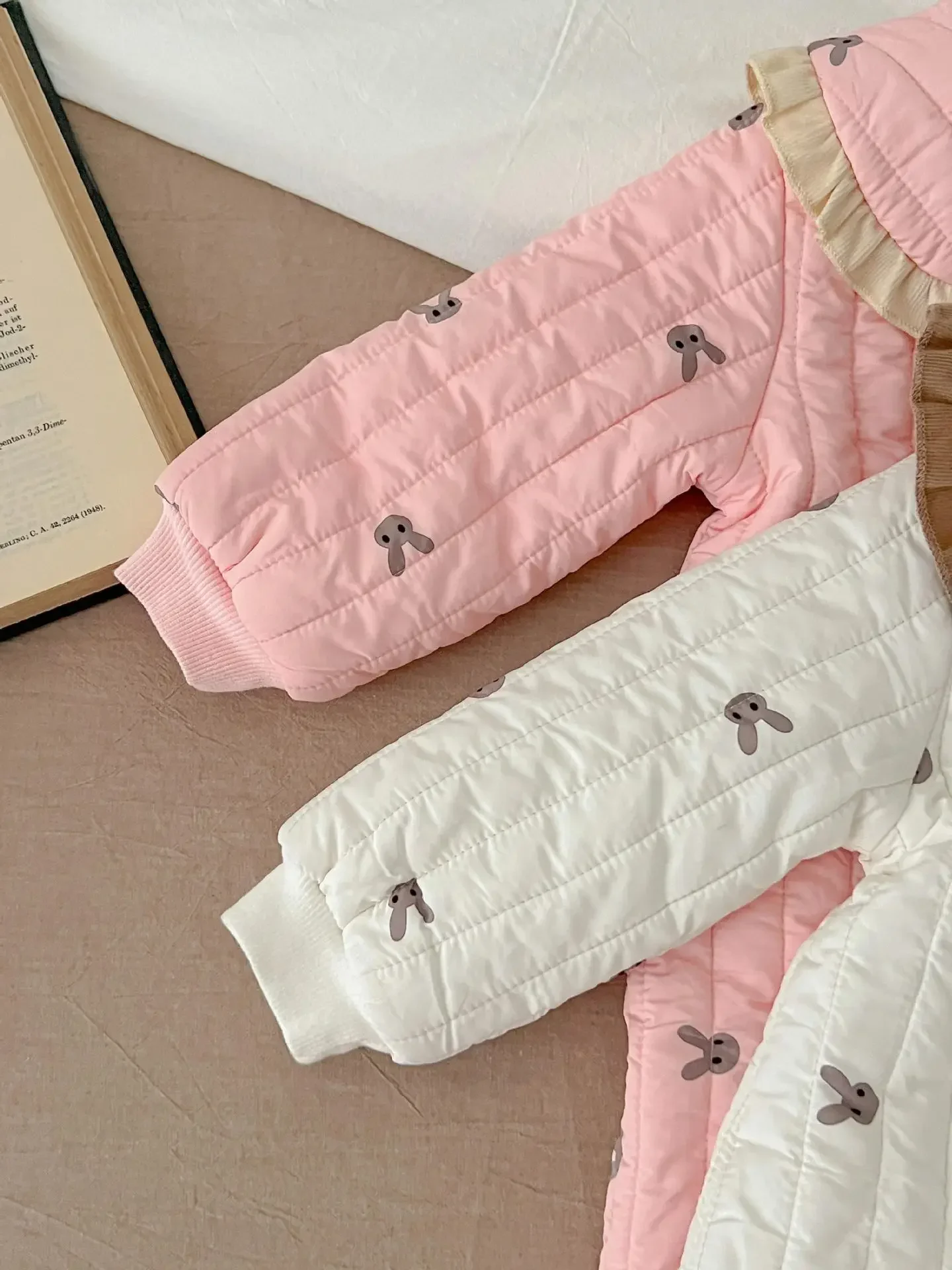 Winter Newborn Infant Baby Girls COTTON Bow Thick Flounce Romper Kids Rabbit Onepiece Fashion Baby clothing