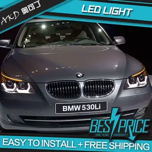  Feux Phares Pour BMW 523i 530i E60 2003-2009 Phare De Voiture  Phares Angel Eye Phare LED DRL Hid Bi Xénon Accessoires Style (Couleur :  Headlight No Bulb, Taille : For 03-07)