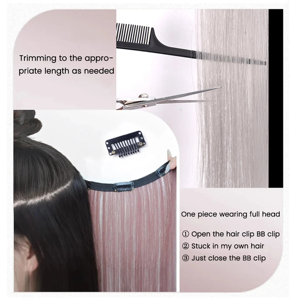 Hair Extensions Synthetic Long Straight U-Shaped for Women
