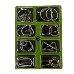 Montessori Metal Brain Teaser Puzzle Set - Interactive Educational Toys (Green 1)