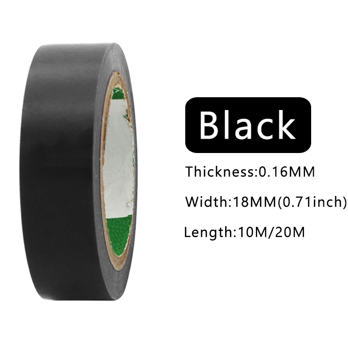 10M/20M Wire Flame Retardant Electrical Insulation Tape PVC Tape Waterproof Self-adhesive Electrician Tape 18mm White Black