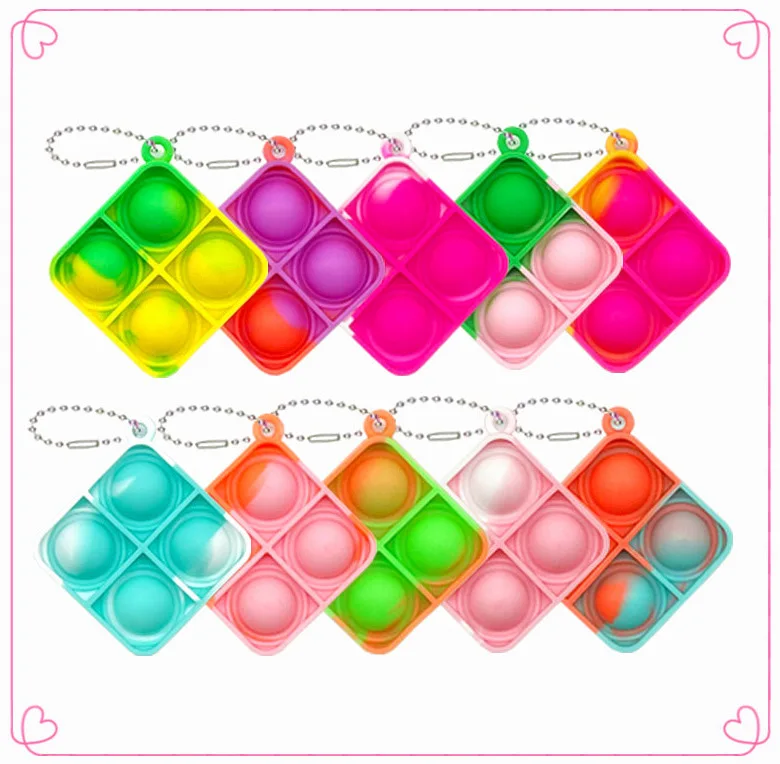 Compact Pop-It Keychain: Silicone Sensory Bubble Toy for Stress Relief and Party Favors
