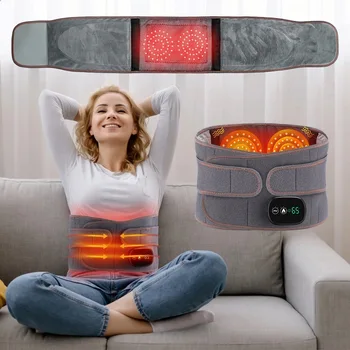 Infrared heating waist massager belt with vibration and lumbar support