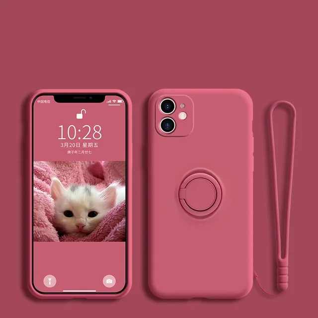 thumbnail image 1 of Liquid Silicone Finger Ring Magnetic Holder Bracket For iPhone 15 14 13 12 11 Pro Mini XR X XS Max 7 8 Plus Phone Case, 1 of 5
