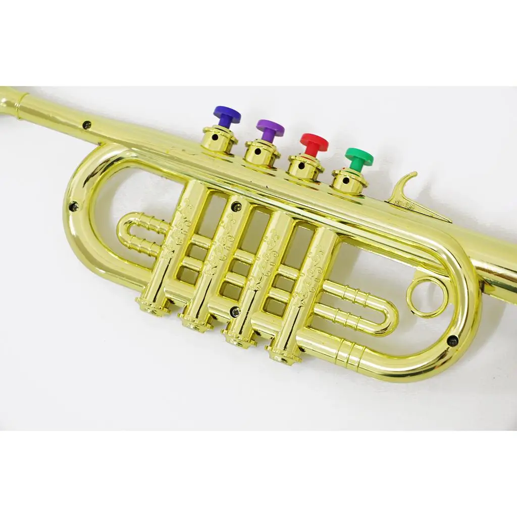 Kids Plastic Trumpet with 3 Colored Keys for Early Developmental Music Education Toy