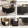 Modern Round Coffee Table with 2 Large Drawers Storage Accent Table(31.5'') 6