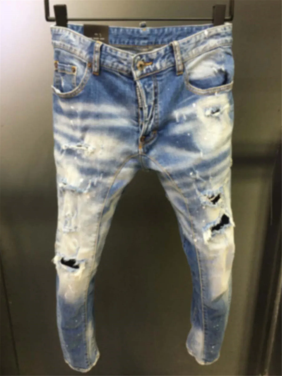 Spring/Summer New D2 Jeans Fashion Men's Water Wash Printing Paint Speckle Fashion Casual Small Straight Tube Blue printing temperament wash waist loose straight fashion literature and art leisure men s youth popular pants new jeans pantalones