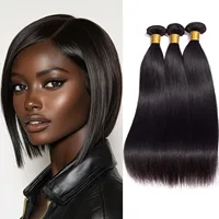 Extensions de cheveux humains lisses en paquets de 12 à 42 pouces, tissage de cheveux naturels noirs bruts 4
