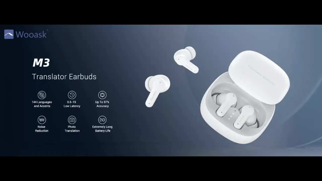 Wooask Translator Earbuds M3 翻訳機能付きイヤフォン Wooask® M3 AI Off/Online Language Translator Earbuds – WOOASK