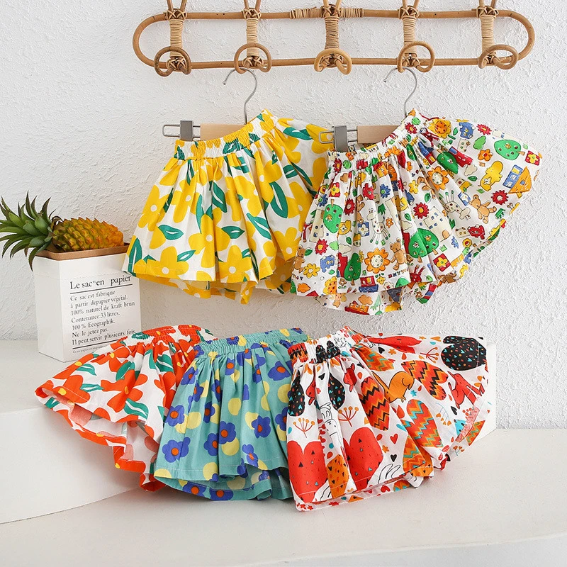 Summer Floral Print Girls Skirt Shorts for Children Clothing Skirt