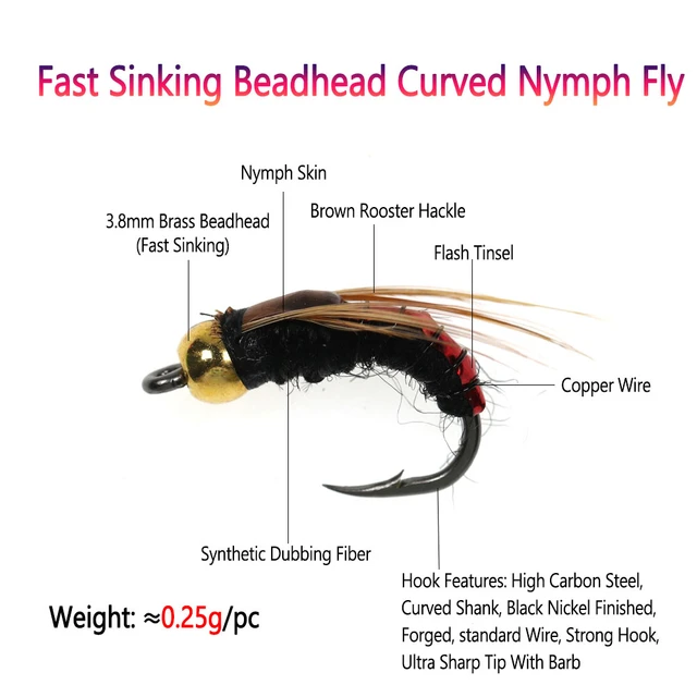 Bimoo Classic Nymph Scud Fly Red Bug Worms For Trout Fishing Brown