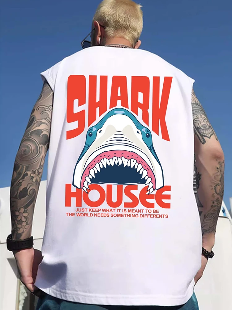 thumbnail image 1 of Chaleco con estampado de tiburón y anime de verano para hombre, estilo hip hop, talla grande, Y2K, ropa de calle, camisetas sin mangas con estampado gráfico para hombre, 1 of 5