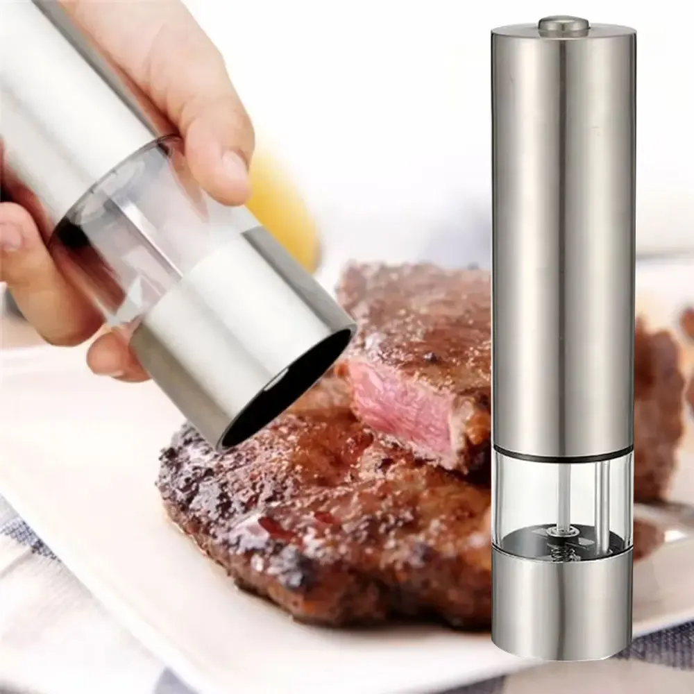 JJYY Multifunctional Electric Pepper Grinder-Stainless Steel Kitchen Tool for Grinding Black Pepper, Sea Salt, and Spices