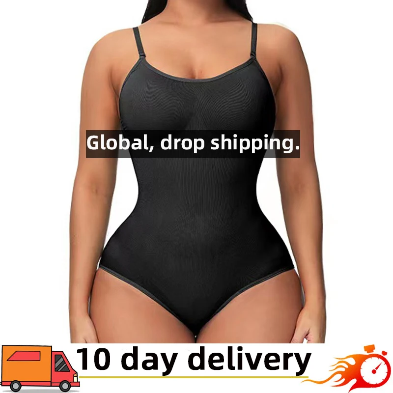 Women's waistband bodysuit seamless one-piece body shaping sling women's belly pleat buttock lifting bodysuit elastic body-fitti